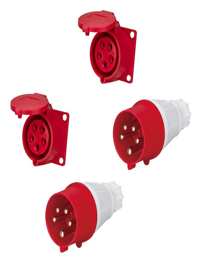 LEYDEN® 32A 220-440VAC Industrial Panel Socket With IP44 Waterproof Plug, 5 Pin Male Female Connector (2 Pcs) - Image 1